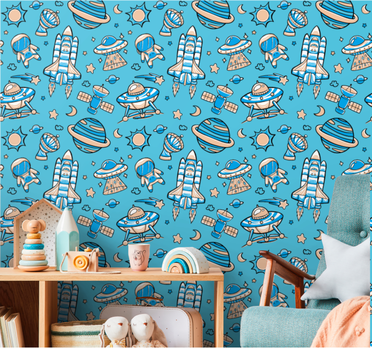 moderna tapeta na stenu fantázia o prieskume vesmíru - Tenstickers