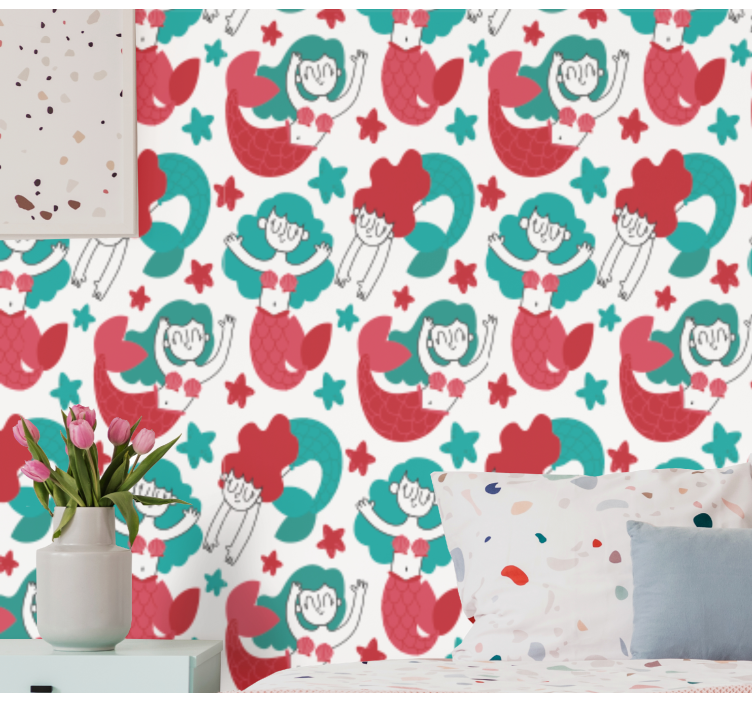 Morská panna červené vlasy usmievavé deti tapety - Tenstickers