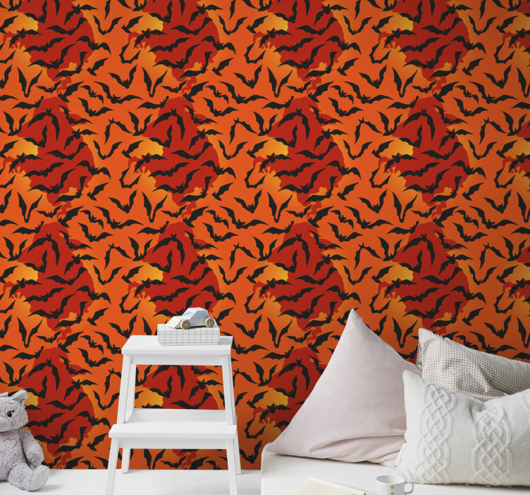 Netopiere na červenom a oranžovom pozadí červené tapety - Tenstickers
