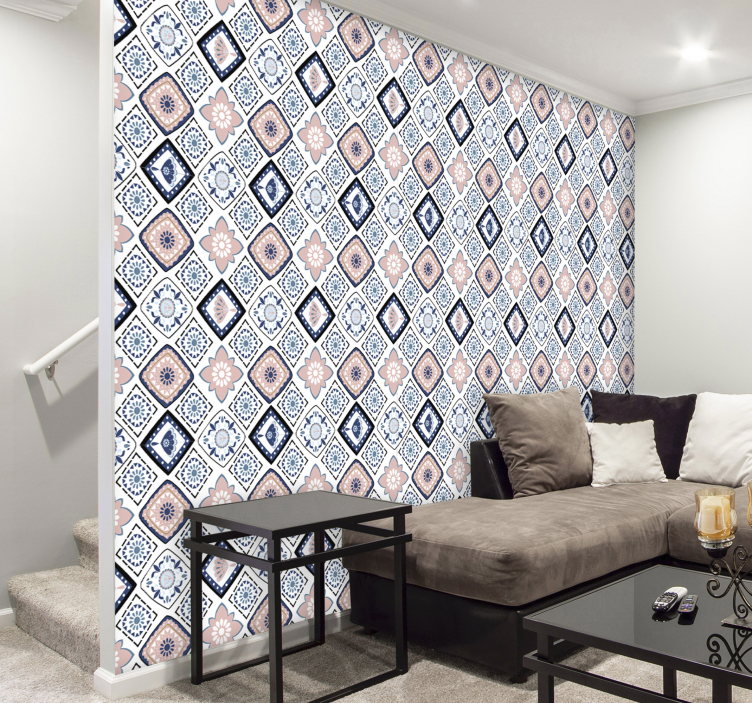 Tapety ružové a svetlo modré kvety - Tenstickers