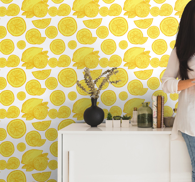 Oranžová a citrónová skica citrusových tapiet - Tenstickers