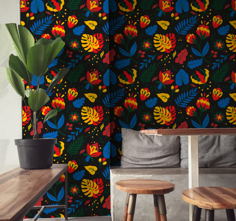 Tapety s ornamentami kvetinový listový vzor - Tenstickers