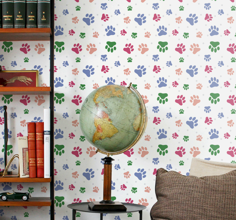 psie tapety dekor so vzorom labky - Tenstickers