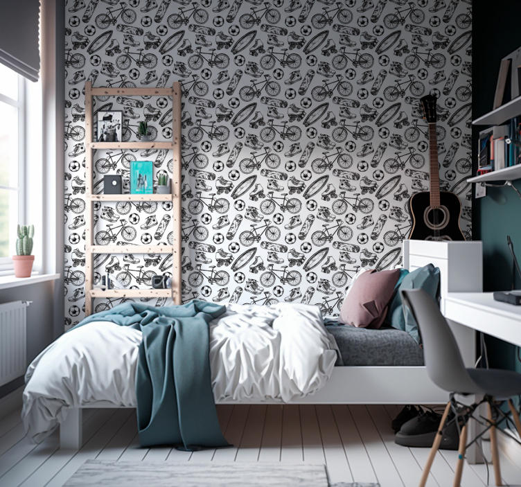 športové čmáranice vintage tapety - Tenstickers