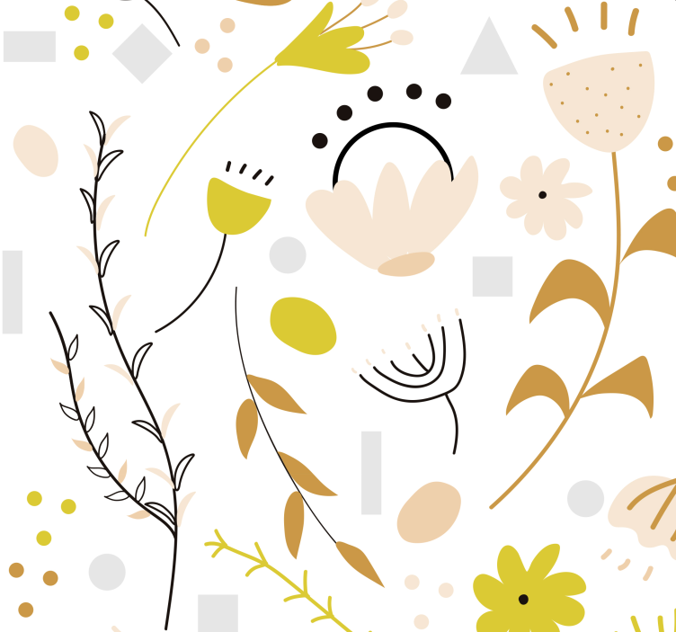 Ručne kreslené kvety a bodky kvetinové tapety - Tenstickers