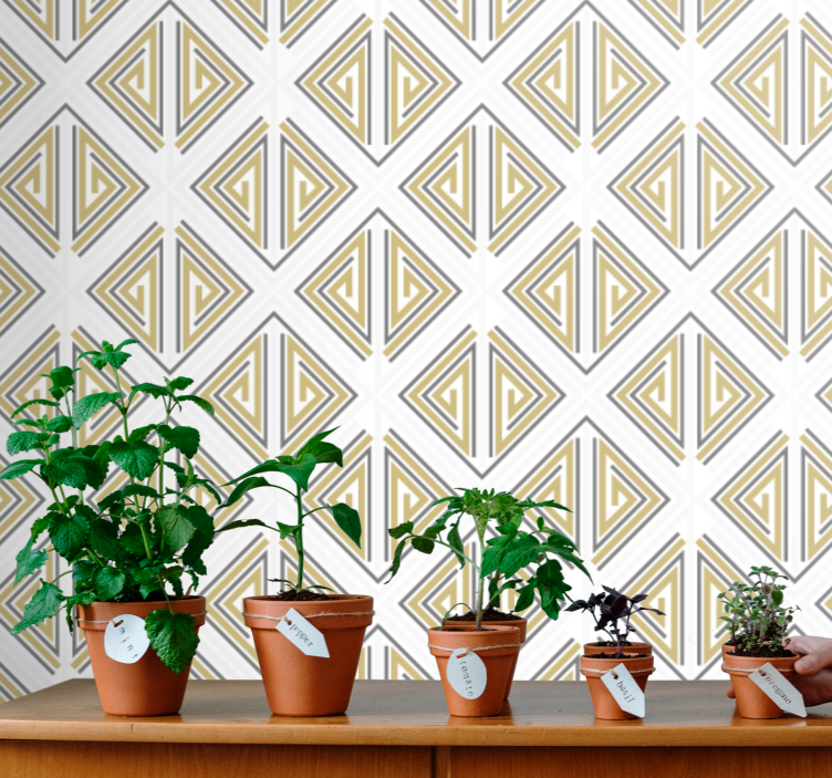 šedé postavy béžové čiary štvorcové tapety - Tenstickers