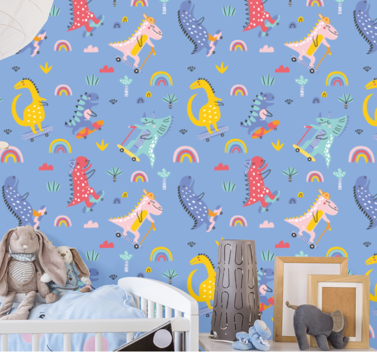 tapeta dinosaury korčuliarskych dinosaurov - Tenstickers