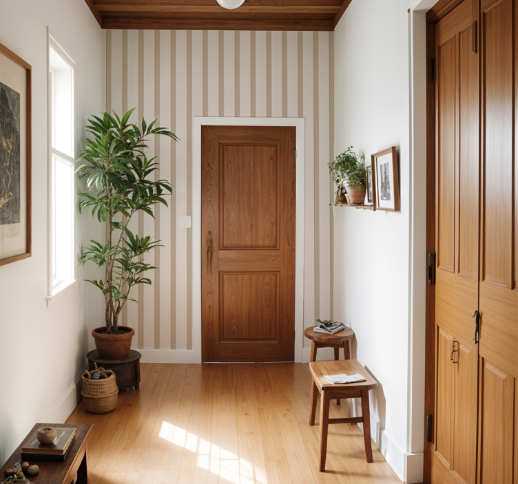 tapeta do chodby béžové pruhy - Tenstickers