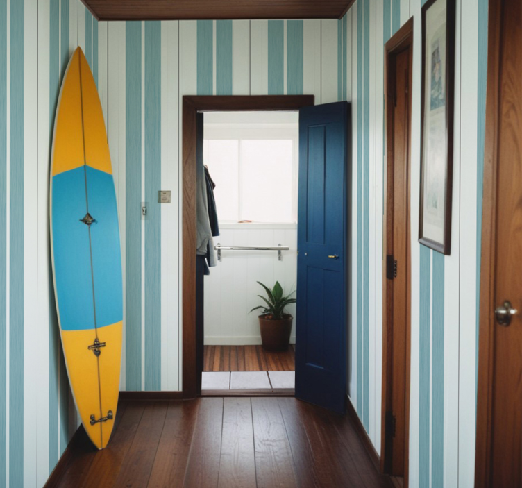 tapeta do chodby tyrkysové odtiene pruhy - Tenstickers