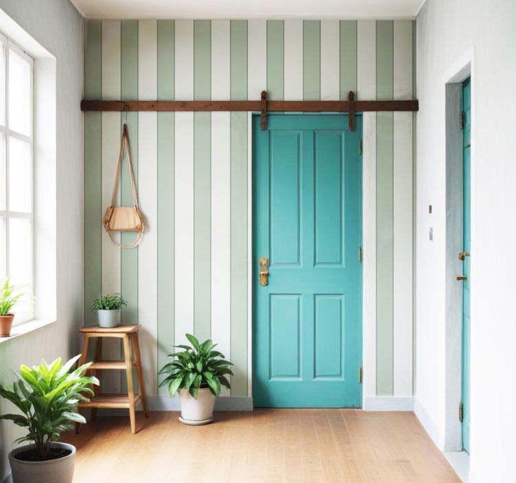 tapeta do chodby zvislé sivé pruhy - Tenstickers