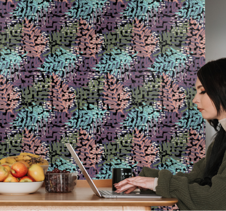 tapeta listy digitálny vzor lístia - Tenstickers