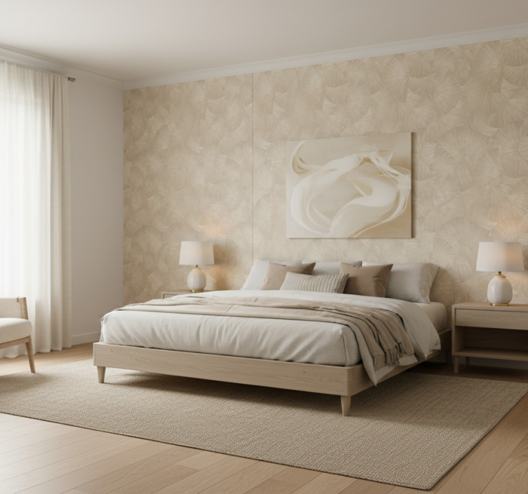 Tapeta listy elegantný béžový abstraktný ventilátor - Tenstickers