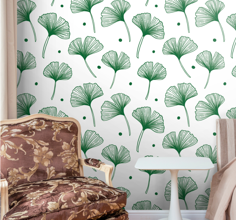 tapeta listy ginkgo verde elegante - Tenstickers