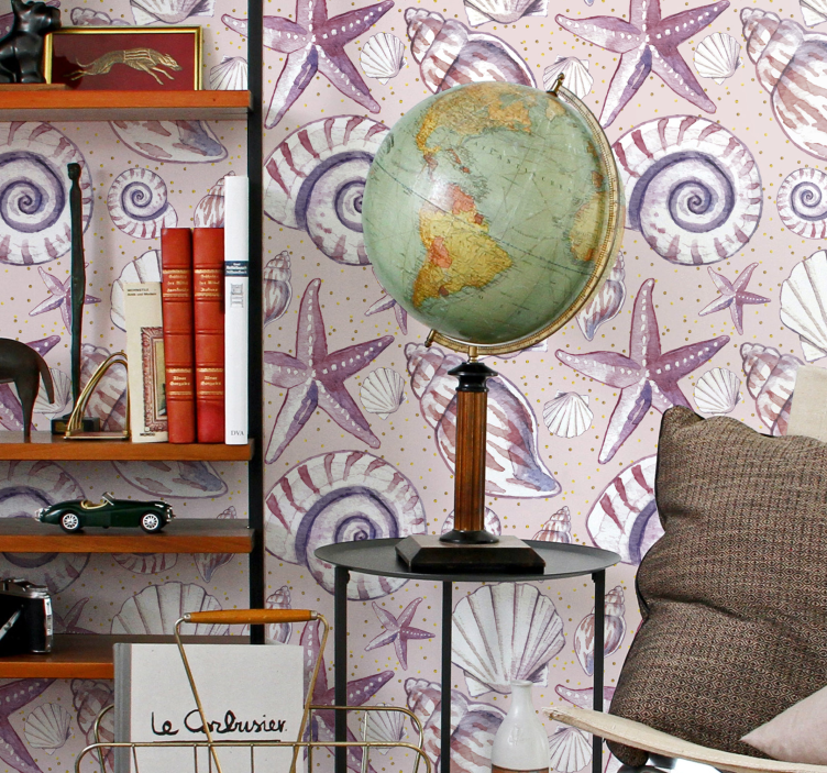 tapety s rybami motív mušle motýľa - Tenstickers