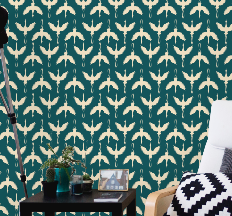 tapeta vtaky elegantné béžové vzory - Tenstickers