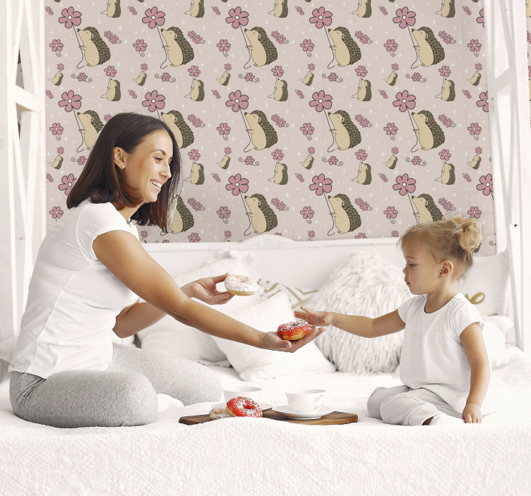 tapeta na stenu zvierata ježko a kvetinový dizajn - Tenstickers