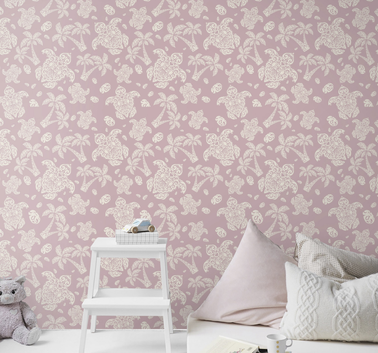 tapeta na stenu zvierata korytnačky a palmy - Tenstickers