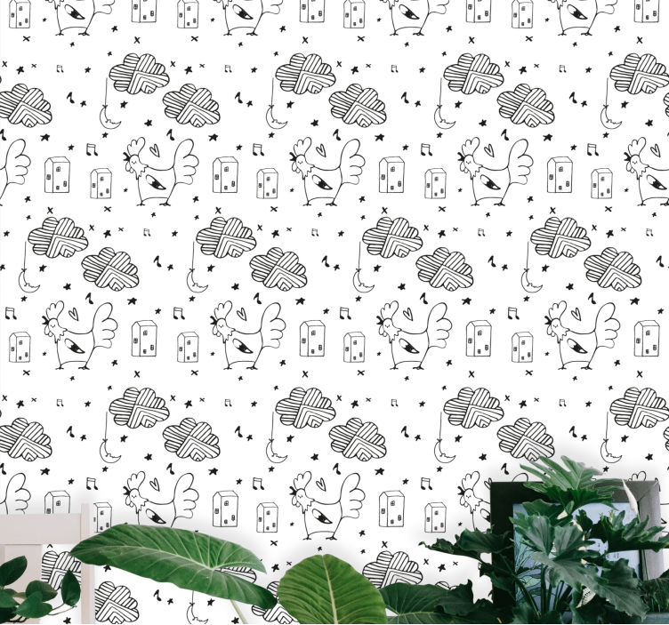 tapeta na stenu zvierata kreslený vzor kohúta - Tenstickers
