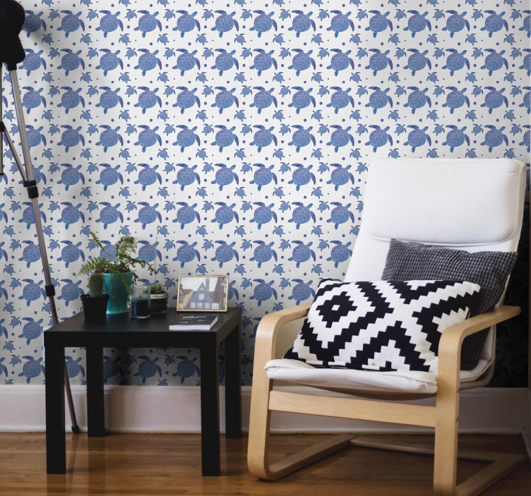 tapeta na stenu zvierata vzor modrých korytnačiek - Tenstickers