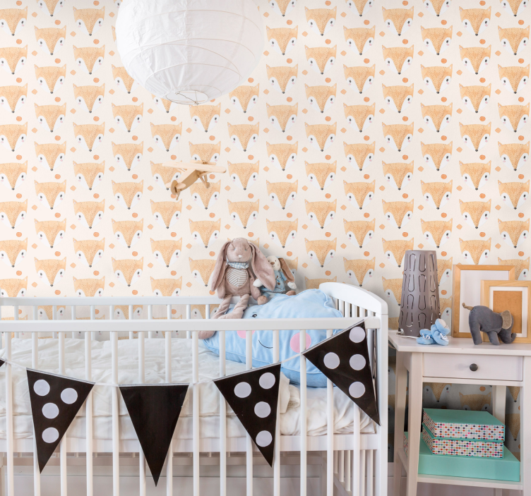 tapeta do detskej izby ručne maľovaná líška - Tenstickers