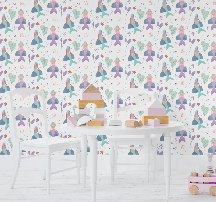 tapeta do detskej izby fantázia morskej panny - Tenstickers