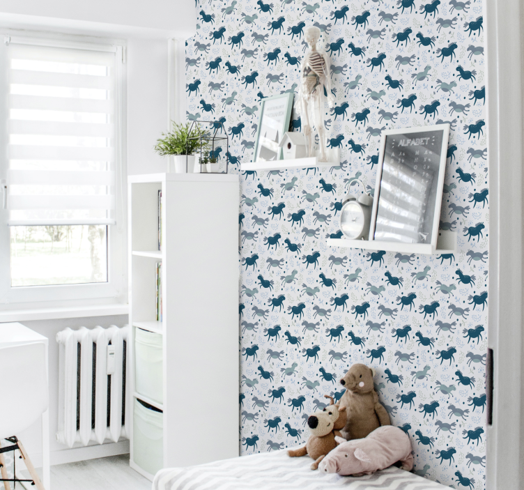 tapety kone bežiace modré žriebätá - Tenstickers