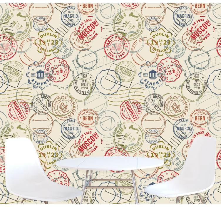 tapety mesto koláž cestovných známok - Tenstickers