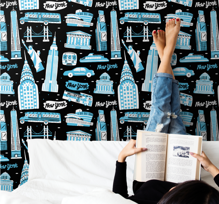 tapeta new york koláž mestských ikon - Tenstickers