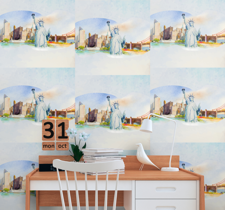 tapeta new york koláž mestských pamiatok - Tenstickers