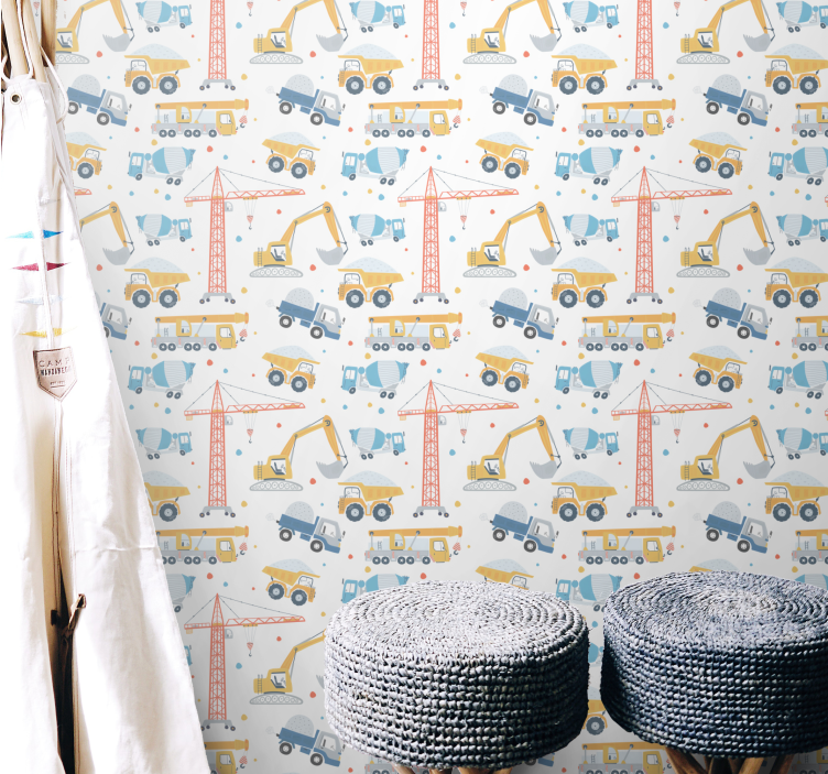 tapeta do detskej izby stavebné motívy - Tenstickers