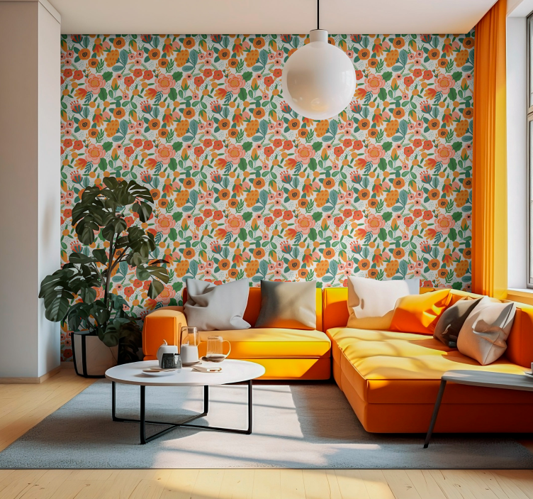 tapety na stenu kvety kvetinová ilustrácia - Tenstickers