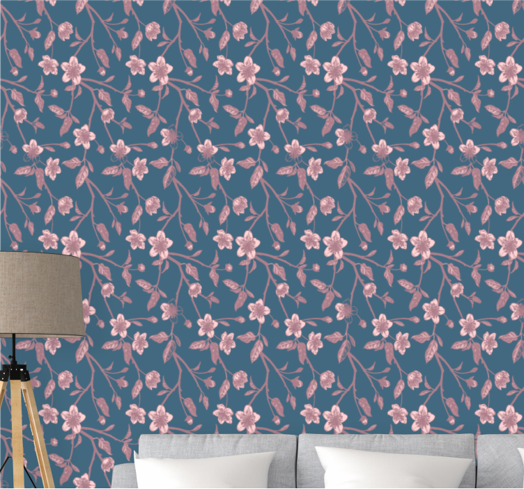 Tapety na stenu kvety ružové kvety na konároch - Tenstickers