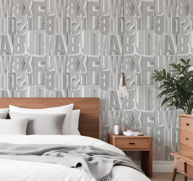 tapety s nápismi 3d sivé písmená - Tenstickers