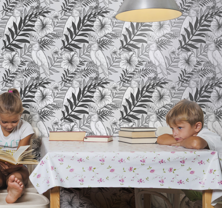 tapety prales kvetinová monochromatická skica - Tenstickers