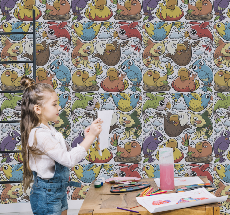 tapeta vtaky hravý vzor papagája - Tenstickers