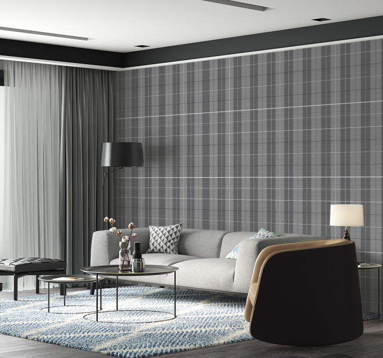 tapety so štvorcami sivý škótsky vzor - Tenstickers