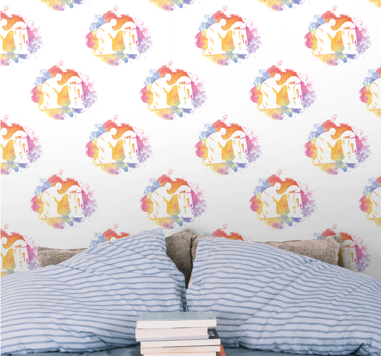 umelecké tapety abstraktná silueta páru - Tenstickers