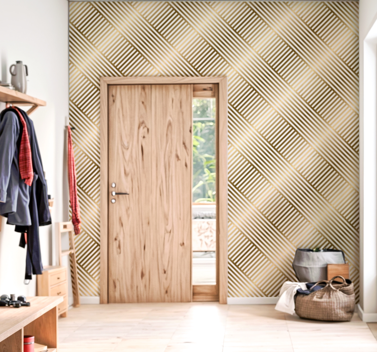 tapeta do predsiene geometrické zlaté línie - Tenstickers