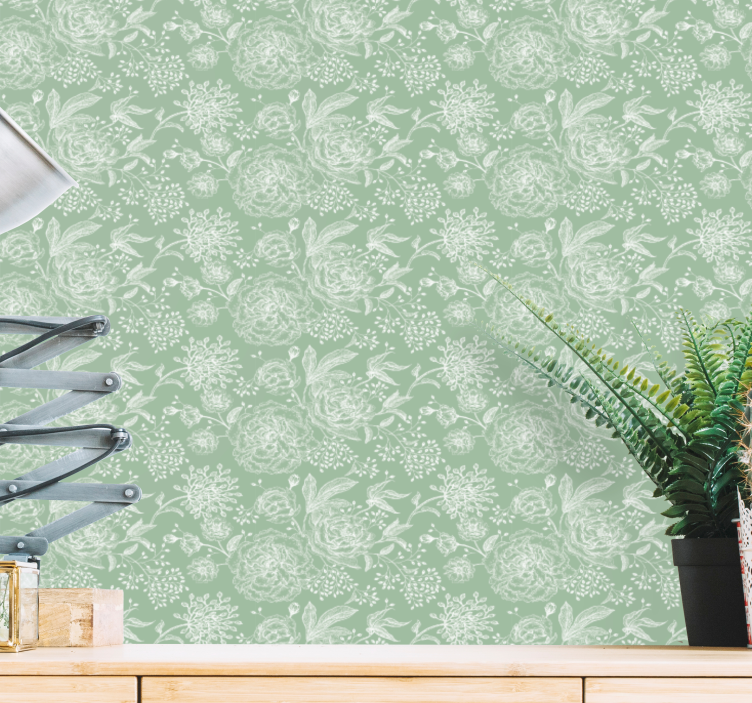 Zelená kvetinová veľkolepá kvetinová tapeta - Tenstickers