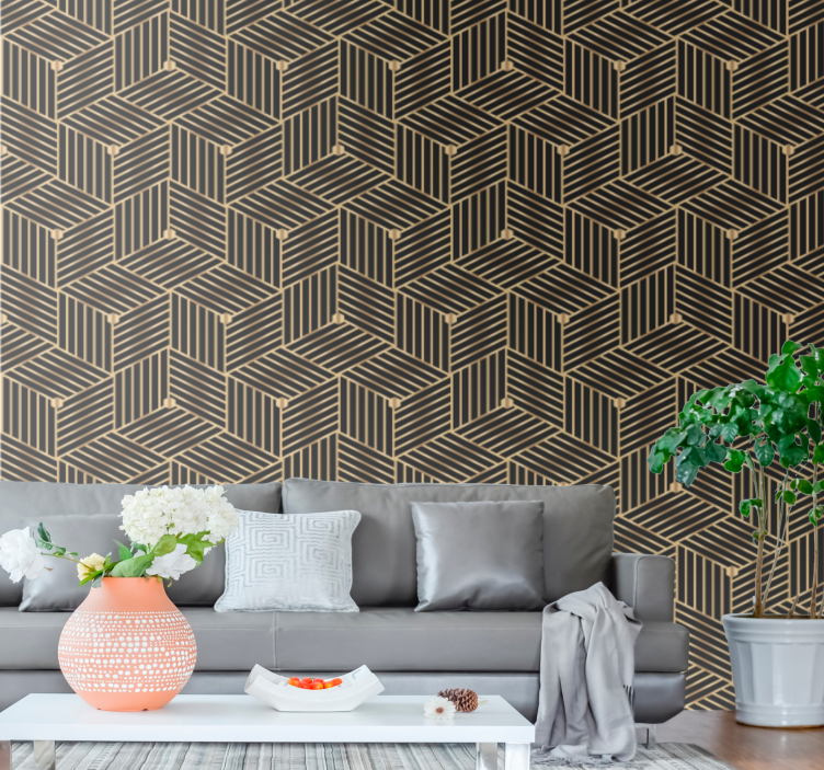 štvorcová tapeta so zlatým geometrickým vzorom deco - Tenstickers