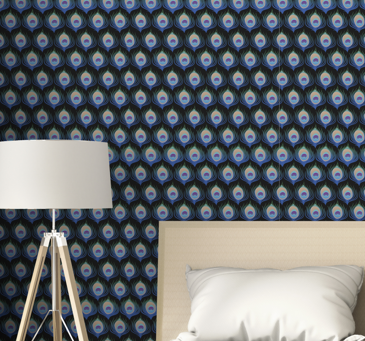 Zviera s pávom na čiernej zvieracej tapete - Tenstickers