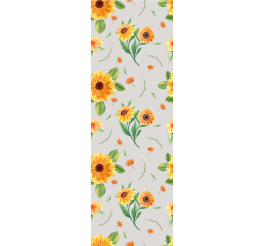 tapety na stenu kvety slnečnicovo sivý vzor - Tenstickers