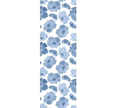 tapety na stenu kvety modro-biely kvetinový vzor - Tenstickers