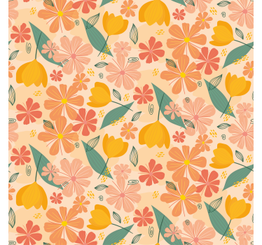 Tapety na stenu kvety farebné vintage listy a kvety - Tenstickers