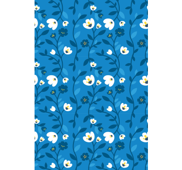 Tapety na stenu kvety biele kvety na modrom pozadí - Tenstickers