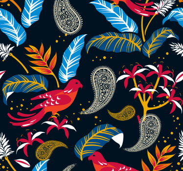 červené dekoratívne vtáky obývacia izba tapety - Tenstickers
