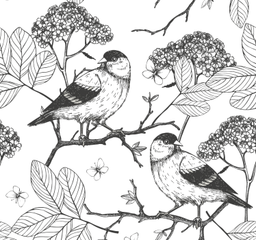 tapeta vtaky botanický motív vtákov - Tenstickers