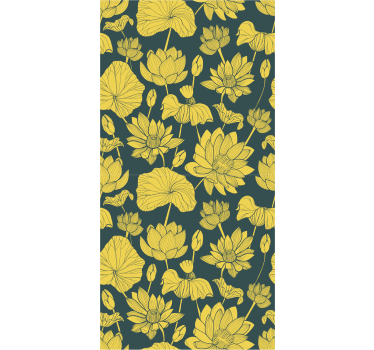 tapety na stenu kvety botanická ilustrácia lotosu - Tenstickers
