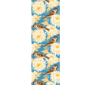 tapeta vtaky chryzantémové vrabce - Tenstickers