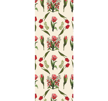 Jarná tapeta do spálne s červenými tulipánmi - Tenstickers